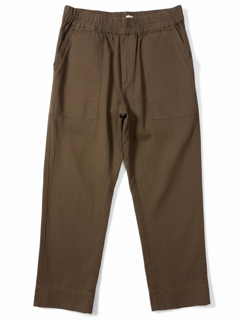 Pact Organic Cotton Pull On Cropped Pants High Rise Brown Size Medium